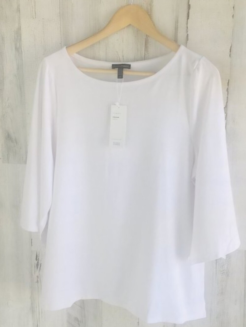 Eileen Fisher White Viscose Jersey Bateau Neck Top